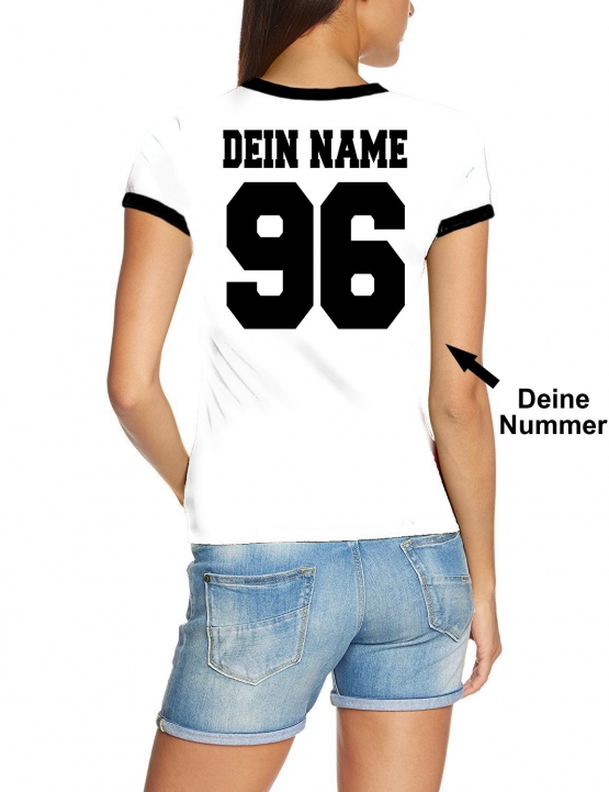 WM 2018 Fußball Shirt mit DEINEM NAMEN + NUMMER alle Nationen Damen T-Shirt Trikot S-XXL Deutschland England Frankreich Brasilien... alle 32 Länder