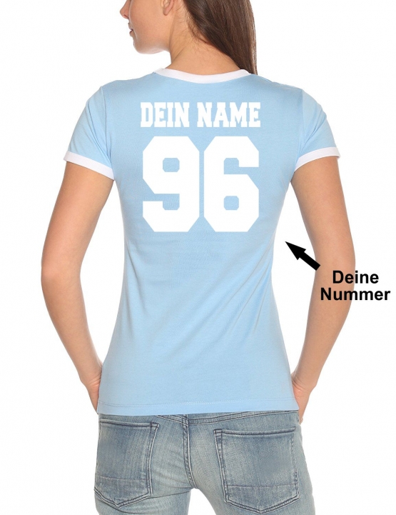 WM 2018 Fußball Shirt mit DEINEM NAMEN + NUMMER alle Nationen Damen T-Shirt Trikot S-XXL Deutschland England Frankreich Brasilien... alle 32 Länder