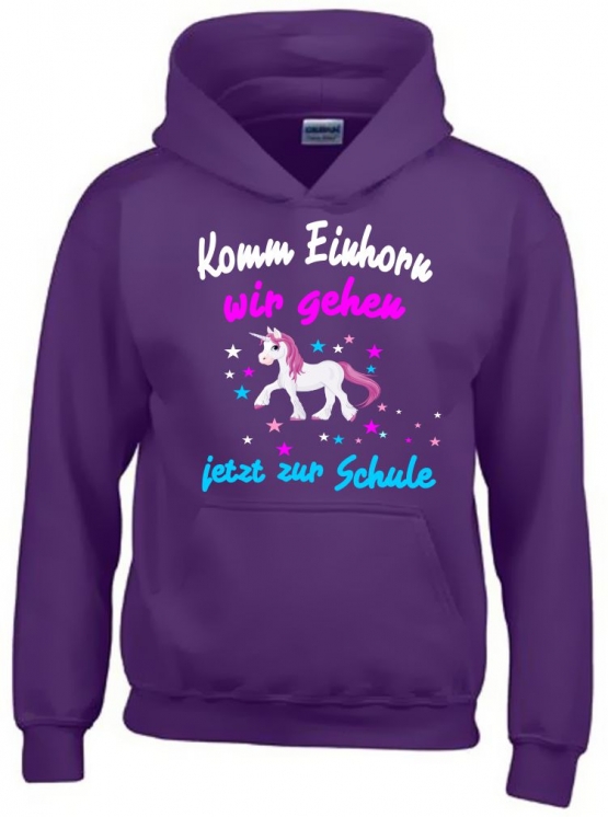 Komm Einhorn wir gehen jetzt zur Schule - Einhorn Kids Gr.104-140 cm Einschulung, erster Schultag, 1. Klasse, Kindergartenabschieds Shirt