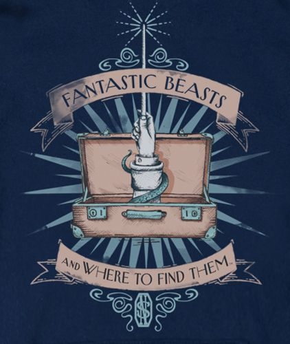 Fantastic Beasts and where to find them Harry Potter original T-Shirt Magic Wand dunkelblau Grössen S M L XL 2XL