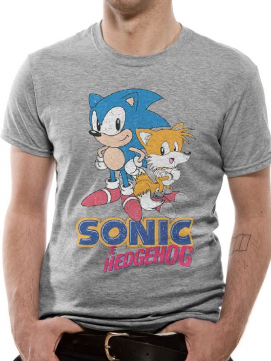 SONIC THE HEDGEHOG Sonic and Tail ORIGINAL gray Grössen S M L XL 2XL