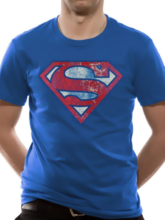 SUPERMAN very distressed ORIGINAL T-Shirt  blau Grössen S M L XL 2XL