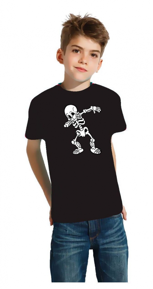 Dabbing Skelett schwarz oder dunkelblau Hoodie Sweatshirt mit Kapuze oder T-Shirt Gr. 116 128 140 152 164 cm