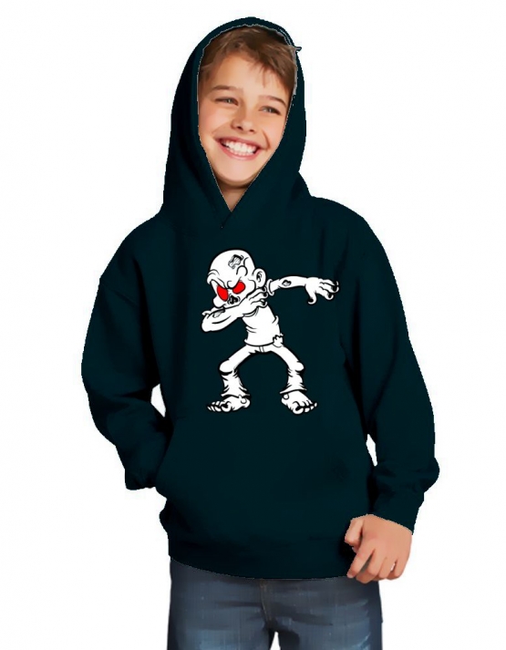 Dabbing ZOMBIE schwarz oder dunkelblau Hoodie Sweatshirt mit Kapuze oder T-Shirt Gr. 116 128 140 152 164 cm