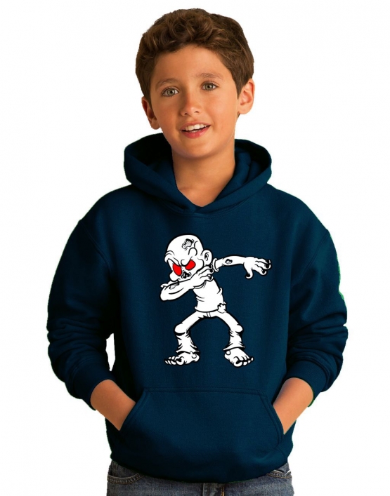 Dabbing ZOMBIE schwarz oder dunkelblau Hoodie Sweatshirt mit Kapuze oder T-Shirt Gr. 116 128 140 152 164 cm