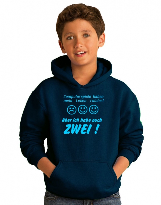 COMPUTERSPIELE HABEN MEIN LEBEN RUINIERT ! ABER ICH HABE NOCH ZWEI ! ! Hoodie Sweatshirt mit Kapuze Gr. 116 128 140 152 164 cm