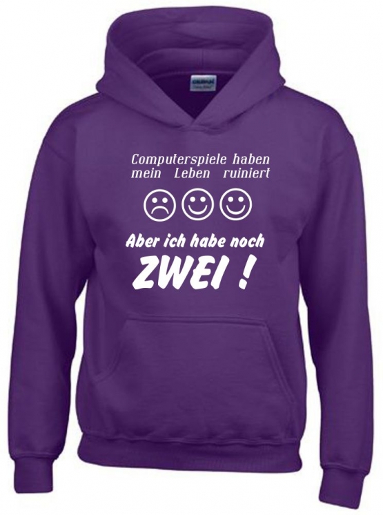 COMPUTERSPIELE HABEN MEIN LEBEN RUINIERT ! ABER ICH HABE NOCH ZWEI ! ! Hoodie Sweatshirt mit Kapuze Gr. 116 128 140 152 164 cm