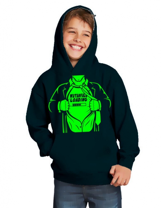 WUTANFALL LOADING ! Hoodie Sweatshirt mit Kapuze Superhelden Gr. 116 128 140 152 164 cm