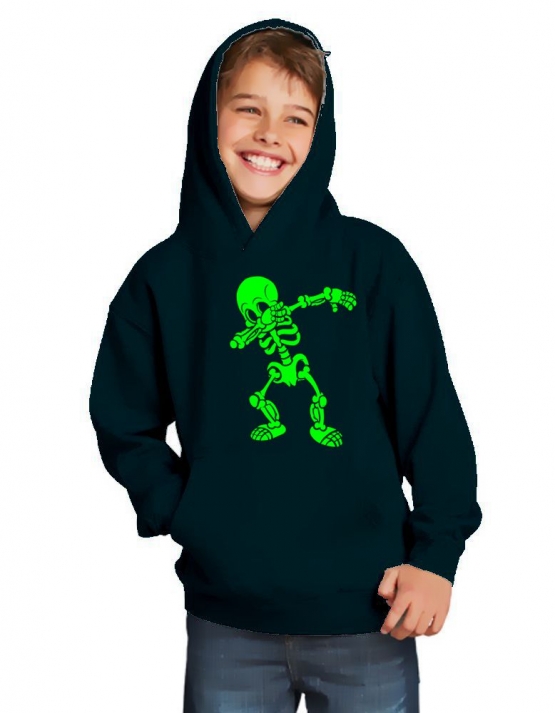 Dabbing Skelett Hoodie Sweatshirt mit Kapuze Gr. 116 128 140 152 164 cm Halloween 3C