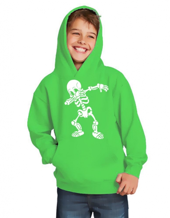 Dabbing Skelett Hoodie Sweatshirt mit Kapuze Gr. 116 128 140 152 164 cm Halloween 3C