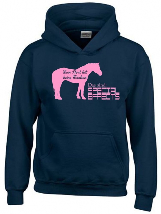 Mein Pferd hat keine Macken Das sind Special Effects ! Hoodie Sweatshirt mit Kapuze Gr. 116 128 140 152 164 cm Reiten Pferde