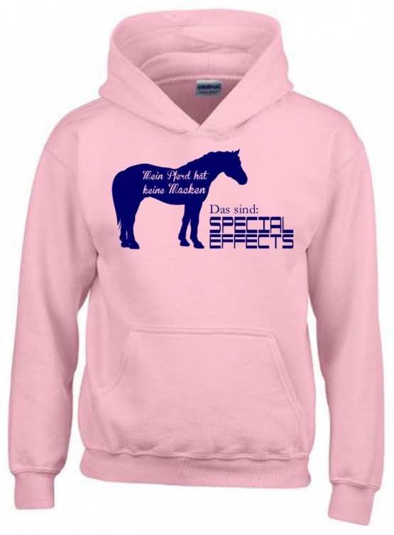 Mein Pferd hat keine Macken Das sind Special Effects ! Hoodie Sweatshirt mit Kapuze Gr. 116 128 140 152 164 cm Reiten Pferde