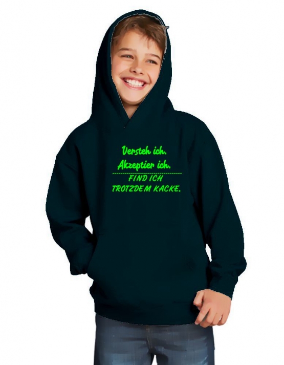 Akzeptier ich, versteh ich, finde ich trotzden kacke ! Hoodie Sweatshirt mit Kapuze Gr. 116 128 140 152 164 cm Halloween