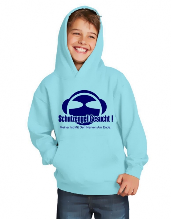 SCHUTZENGEL GESUCHT ! MEINER IST MIT DEN NERVEN AM ENDE. Hoodie Sweatshirt mit Kapuze Gr. 116 128 140 152 164 cm