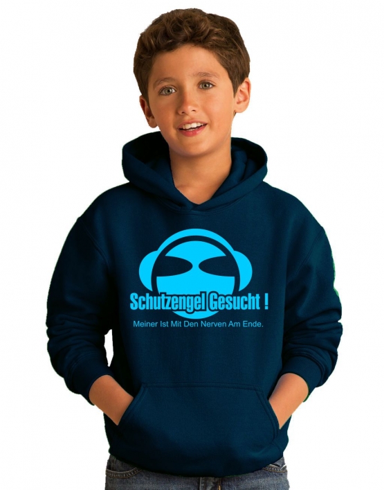 SCHUTZENGEL GESUCHT ! MEINER IST MIT DEN NERVEN AM ENDE. Hoodie Sweatshirt mit Kapuze Gr. 116 128 140 152 164 cm