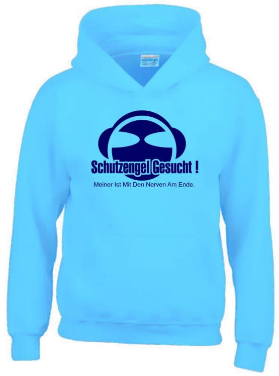 SCHUTZENGEL GESUCHT ! MEINER IST MIT DEN NERVEN AM ENDE. Hoodie Sweatshirt mit Kapuze Gr. 116 128 140 152 164 cm