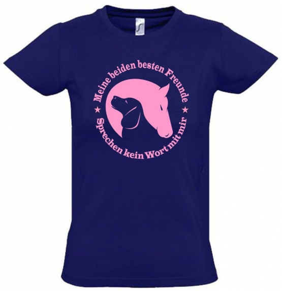 Meine beiden besten Freunde - sprechen kein Wort mit mir. T-SHIRT Gr. 116 128 140 152 164 cm Reiten Hund und Pferd