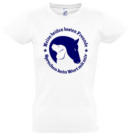 Meine beiden besten Freunde - sprechen kein Wort mit mir. T-SHIRT Gr. 116 128 140 152 164 cm Reiten Hund und Pferd