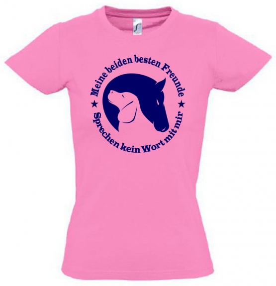 Meine beiden besten Freunde - sprechen kein Wort mit mir. T-SHIRT Gr. 116 128 140 152 164 cm Reiten Hund und Pferd