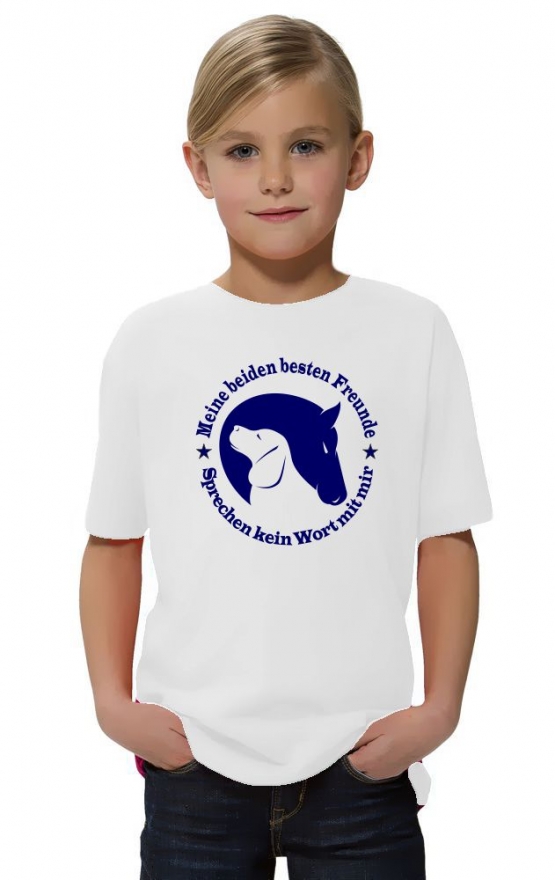 Meine beiden besten Freunde - sprechen kein Wort mit mir. T-SHIRT Gr. 116 128 140 152 164 cm Reiten Hund und Pferd