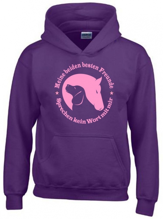 Meine beiden besten Freunde - sprechen kein Wort mit mir. Hoodie Sweatshirt mit Kapuze Gr. 116 128 140 152 164 cm Reiten Pferde