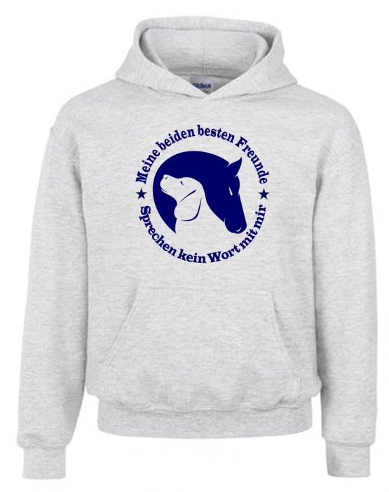 Meine beiden besten Freunde - sprechen kein Wort mit mir. Hoodie Sweatshirt mit Kapuze Gr. 116 128 140 152 164 cm Reiten Pferde