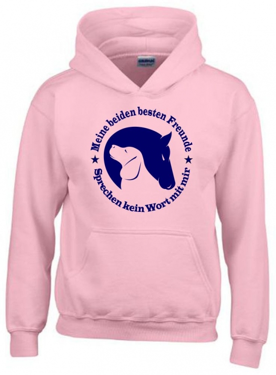 Meine beiden besten Freunde - sprechen kein Wort mit mir. Hoodie Sweatshirt mit Kapuze Gr. 116 128 140 152 164 cm Reiten Pferde