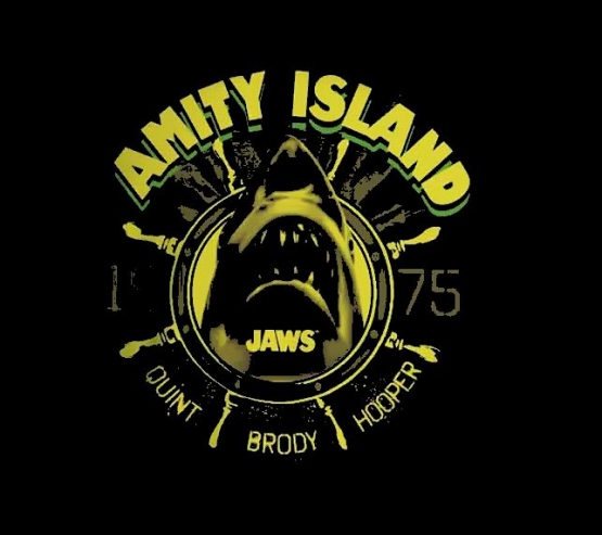 AMITY ISLAND - JAWS - Quint Brody Hooper 1975 Der weiße Hai ORIGINAL  T-Shirt Schwarz Gr. S M L XL 2XL