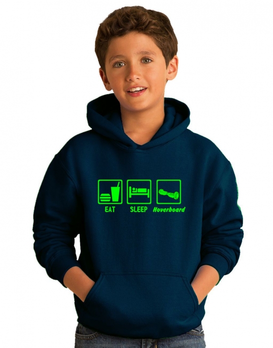 EAT SLEEP HOVERBOARD ! Hoodie Sweatshirt mit Kapuze Gr. 116 128 140 152 164 cm E-Scooter