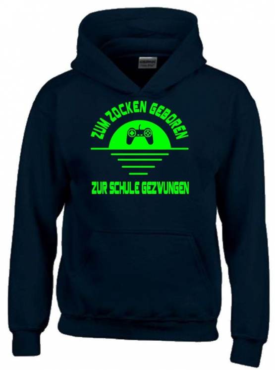 ZUM ZOCKEN GEBOREN - ZUR SCHULE GEZWUNGEN ! Hoodie Sweatshirt mit Kapuze Gr. 116 128 140 152 164 cm