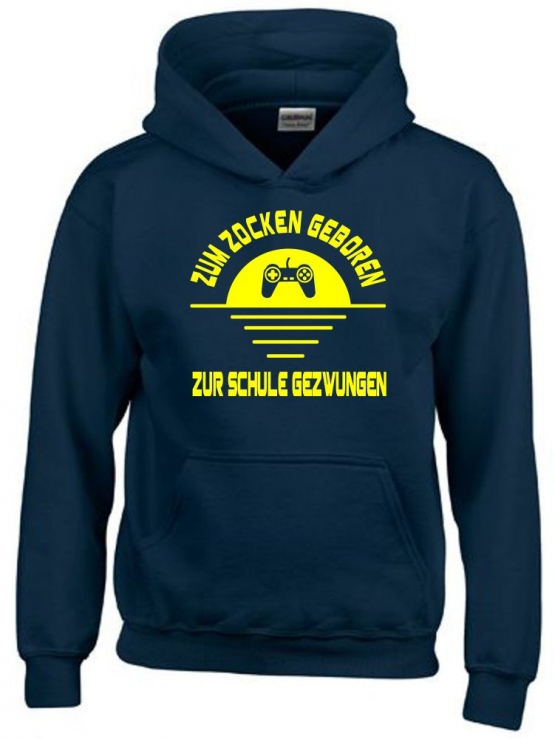 ZUM ZOCKEN GEBOREN - ZUR SCHULE GEZWUNGEN ! Hoodie Sweatshirt mit Kapuze Gr. 116 128 140 152 164 cm