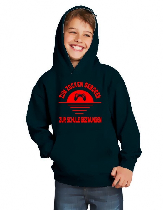 ZUM ZOCKEN GEBOREN - ZUR SCHULE GEZWUNGEN ! Hoodie Sweatshirt mit Kapuze Gr. 116 128 140 152 164 cm