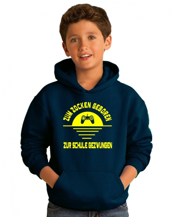 ZUM ZOCKEN GEBOREN - ZUR SCHULE GEZWUNGEN ! Hoodie Sweatshirt mit Kapuze Gr. 116 128 140 152 164 cm