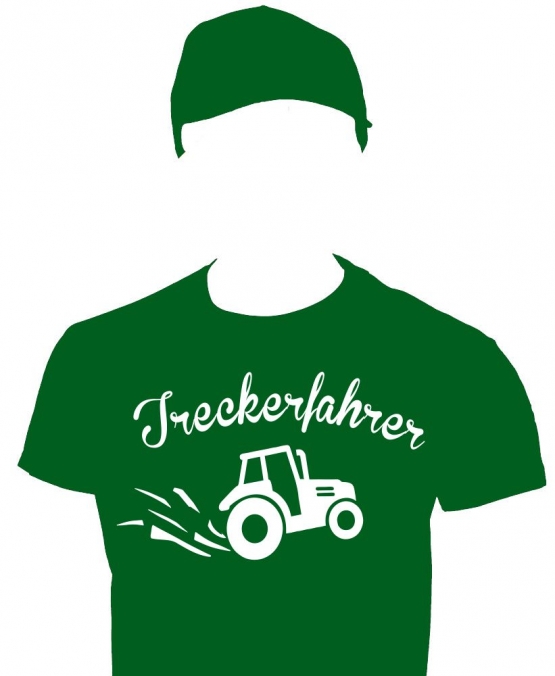 Treckerfahrer Kostüm Landwirt Set T-Shirt, Cap Dunkelgrün S M L XL XXL 3XL 4XL 5XL und Kinderkostüm 104 116 128 140 152 164cm