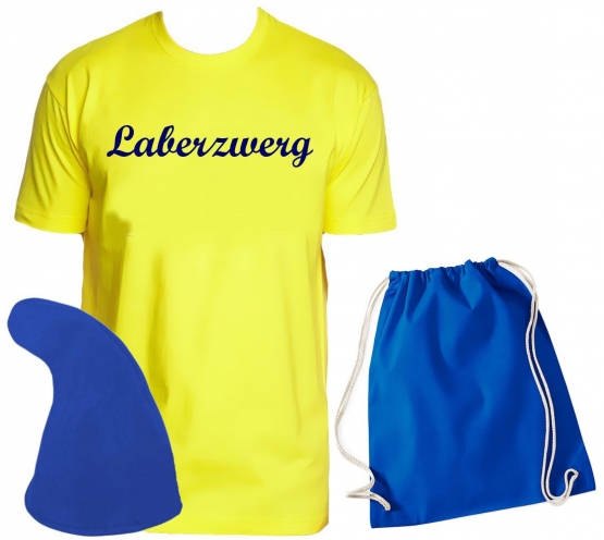 ZWERGEN  Kostüm Partyzwerg Lachzwerg Giftzwerg Flirtzwerg Premium Gruppenkostüm T-Shirt + Zwergenmütze + Sack Gr.S M L XL XXL 3XL 4XL 5XL