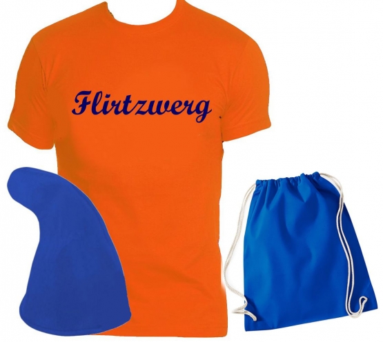 ZWERGEN  Kostüm Partyzwerg Lachzwerg Giftzwerg Flirtzwerg Premium Gruppenkostüm T-Shirt + Zwergenmütze + Sack Gr.S M L XL XXL 3XL 4XL 5XL