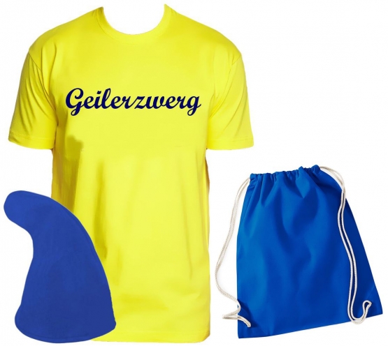 ZWERGEN  Kostüm Partyzwerg Lachzwerg Giftzwerg Flirtzwerg Premium Gruppenkostüm T-Shirt + Zwergenmütze + Sack Gr.S M L XL XXL 3XL 4XL 5XL