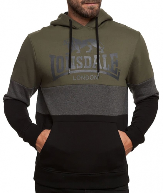 Lonsdale London Hoodie Sweatshirt mit Kapuze oliv grau schwarz Gr. S M L XL XXL