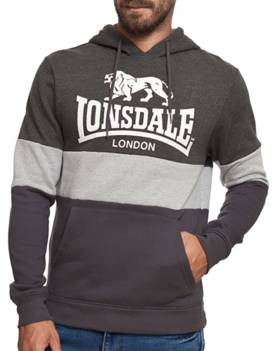 Lonsdale London Hoodie Sweatshirt mit Kapuze Dunkelgrau Hellgrau  Gr. S M L XL XXL