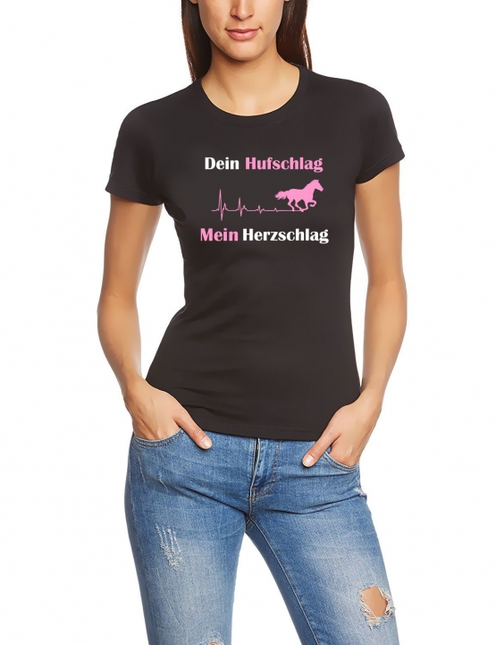 Dein Hufschlag - Mein Herzschlag ! T-SHIRT Schwarz Gr. XS