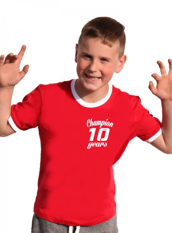 Champion 10 Jahre ! Geburtstags T-Shirt Ringer-blau