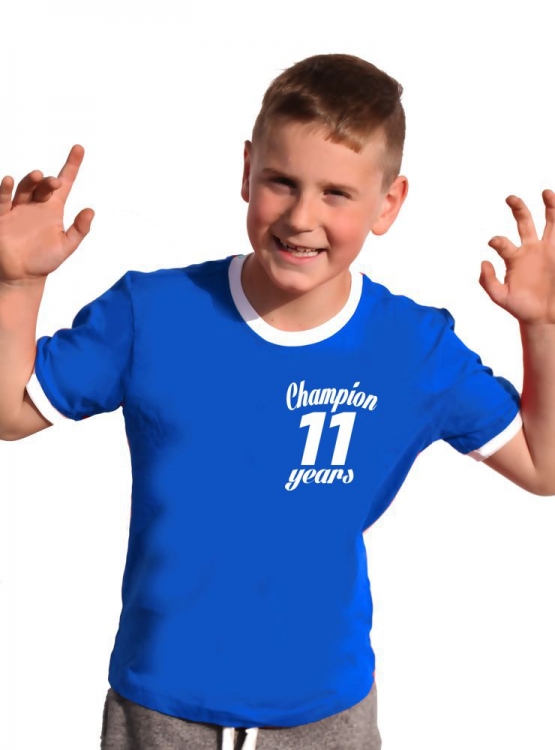 Champion 11 Jahre ! Geburtstags T-Shirt Ringer-blau