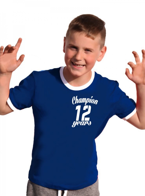 Champion 12 Jahre ! Geburtstags T-Shirt Ringer-blau