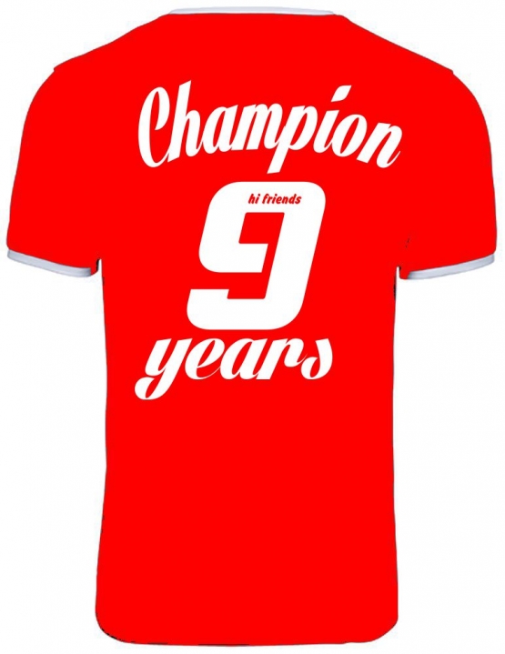 Champion 9 Jahre ! Geburtstags T-Shirt Ringer-blau