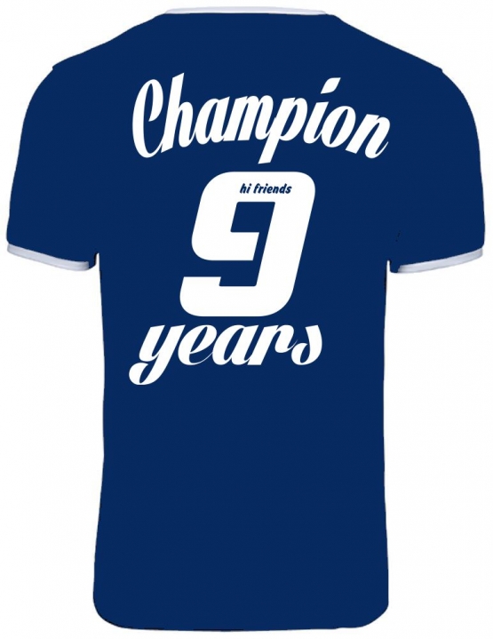 Champion 9 Jahre ! Geburtstags T-Shirt Ringer-blau