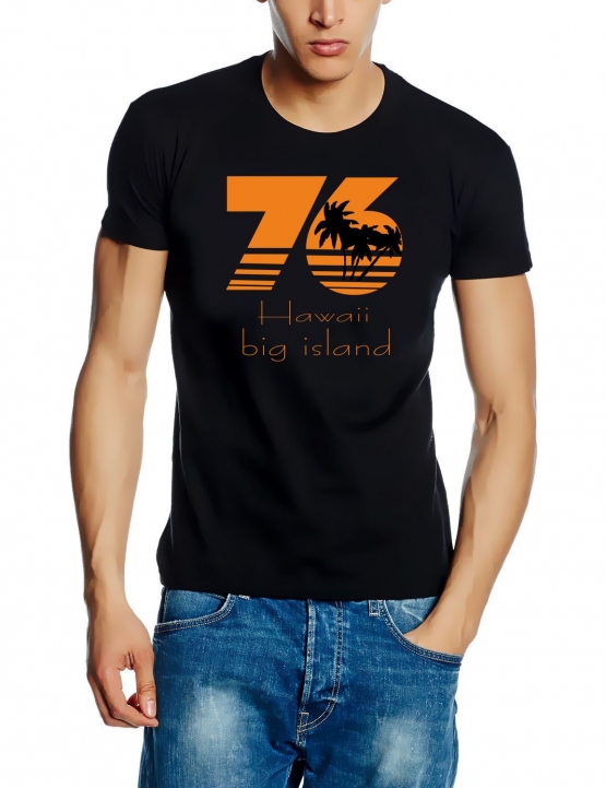 HAWAII 76 big island T-SHIRT SCHWARZ/GELB  S M L XL XXL XXXL