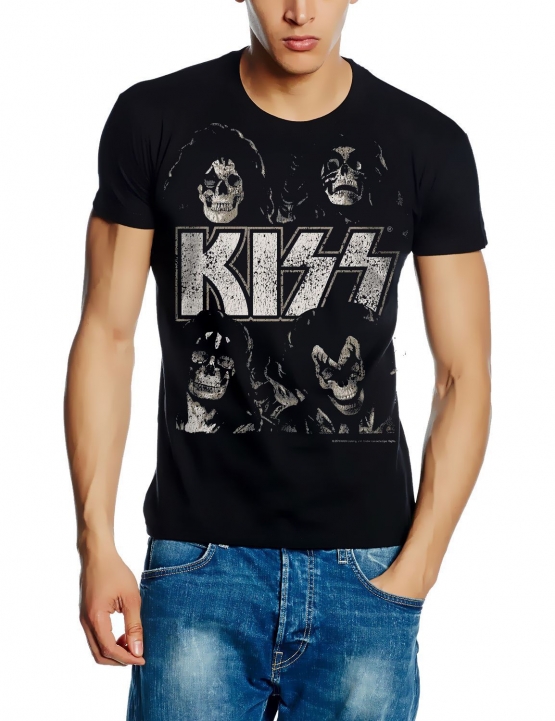 KISS SKULL HEADS  ORIGINAL schwarz Grössen S M L XL 2XL