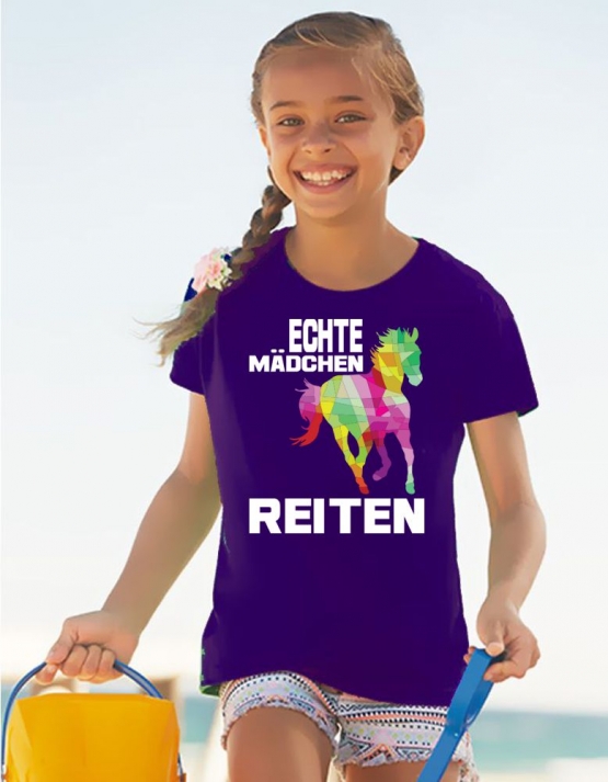 ECHTE MÄDCHEN REITEN ! Hoodie Sweatshirt mit Kapuze Gr. 116 128 140 152 164 cm Reiten Pferde