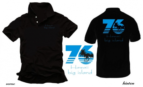 HAWAII 76 big island POLOSHIRT SCHWARZ/BLAU  S M L XL XXL