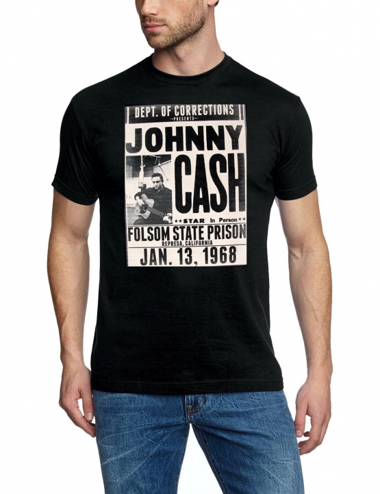 Johnny Cash Department of corrections Folsom State Prison 1969 ORIGINAL Schwarz Grössen S M L XL